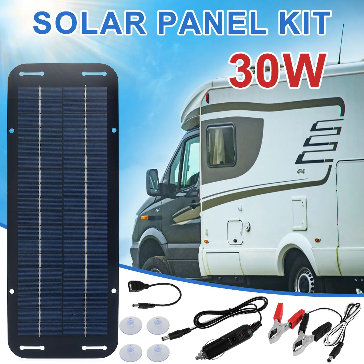 Solar Panel 12v Trickle Charger for Car Battery Solar Battery Maintainer Car Truck Boat RV Motorcycle Marine Trailer Power Bank
