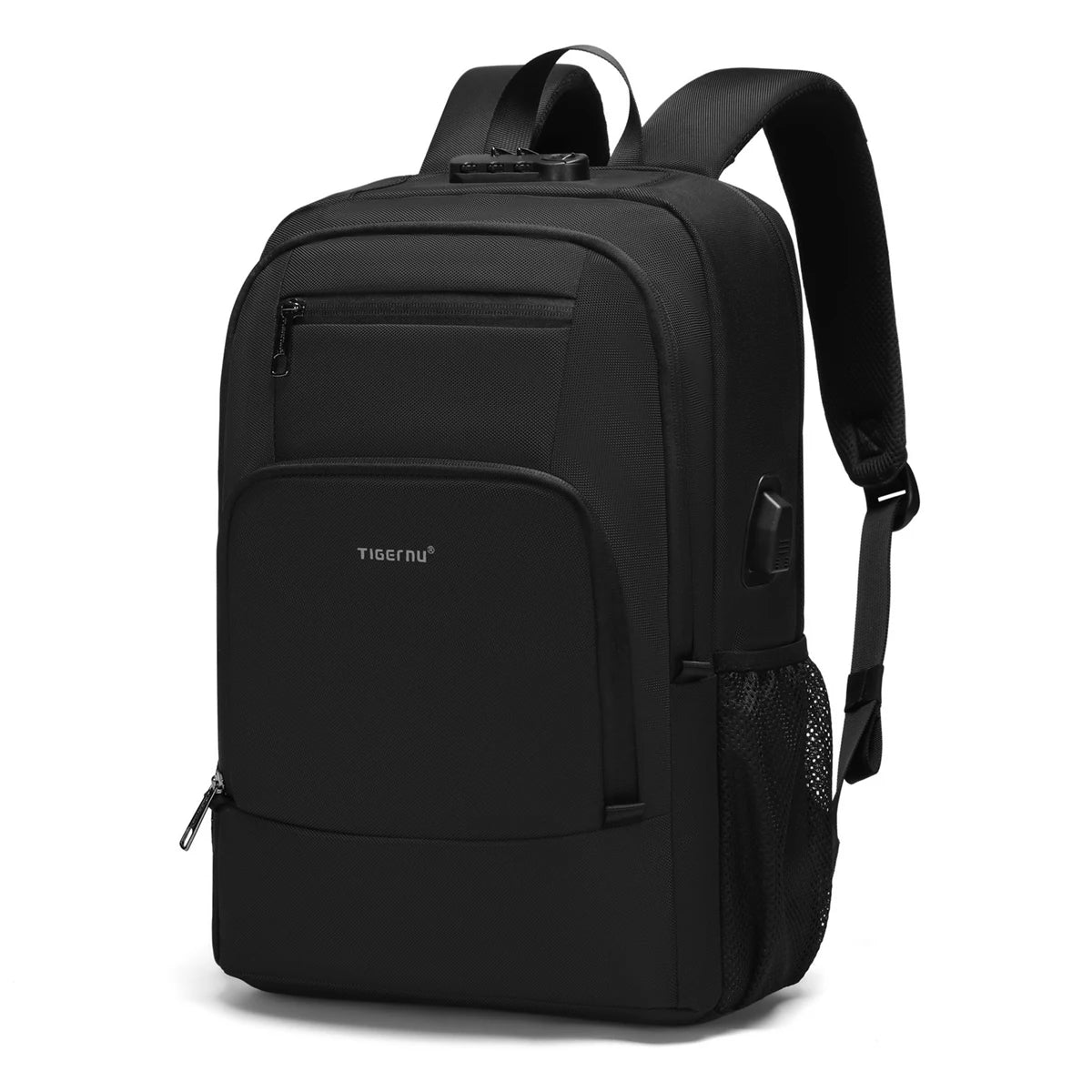 Tigernu 15.6 Laptop Backpack Business Travel Daily Backpack With External USB Port Wear‑Resistant Suspended Zipper Anti‑Theft