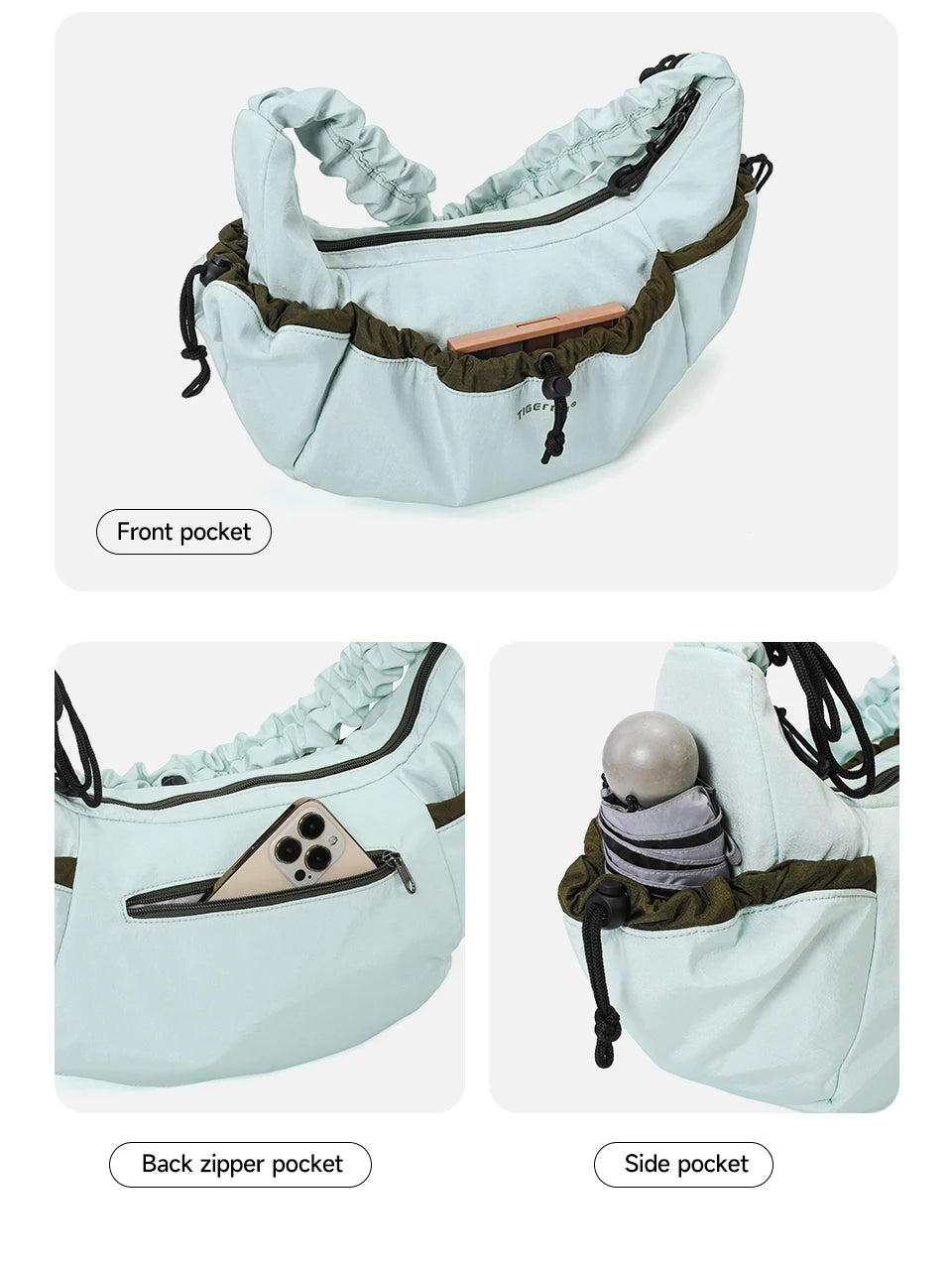 Tigernu Women Bags Fashion Half-Moon Shoulder Bag Female Underarm Bag Light Wrinkled Drawstring Handbag Women Totes Shoulder Bag