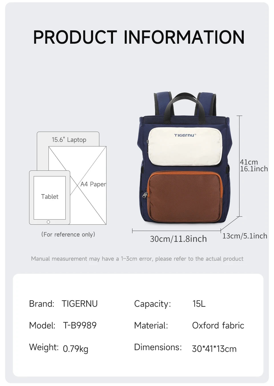 Tigernu Women Backpacks Fashion School Backpack Girls Bags 15.6'' Laptop Backpack For Women Bags Outdoor Knapsack Female Handbag