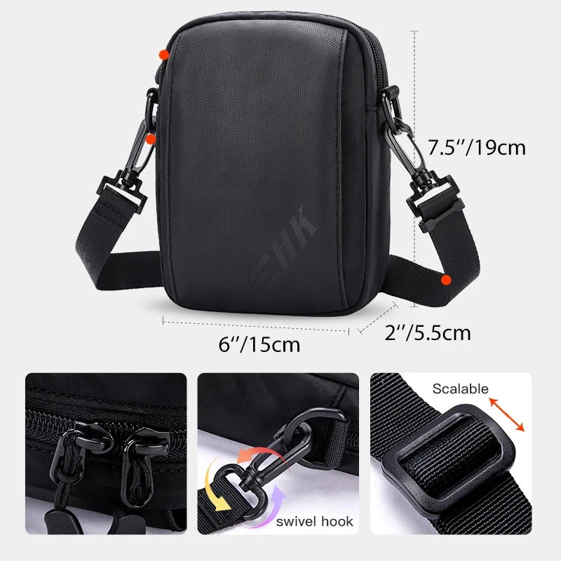 HK Casual Crossbody Bag Men's Shoulder Bag Small Sling Chest Bag Waterproof Wallet Phone Pouch Travel Daily Messenge Bag for Men
