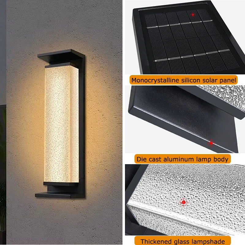 Solar Wall Light Outdoor Dusk to Dawn Porch Lighting Fixture Waterproof Solar Lanterns Anti-Rust Lanterns for Front Patio Garage