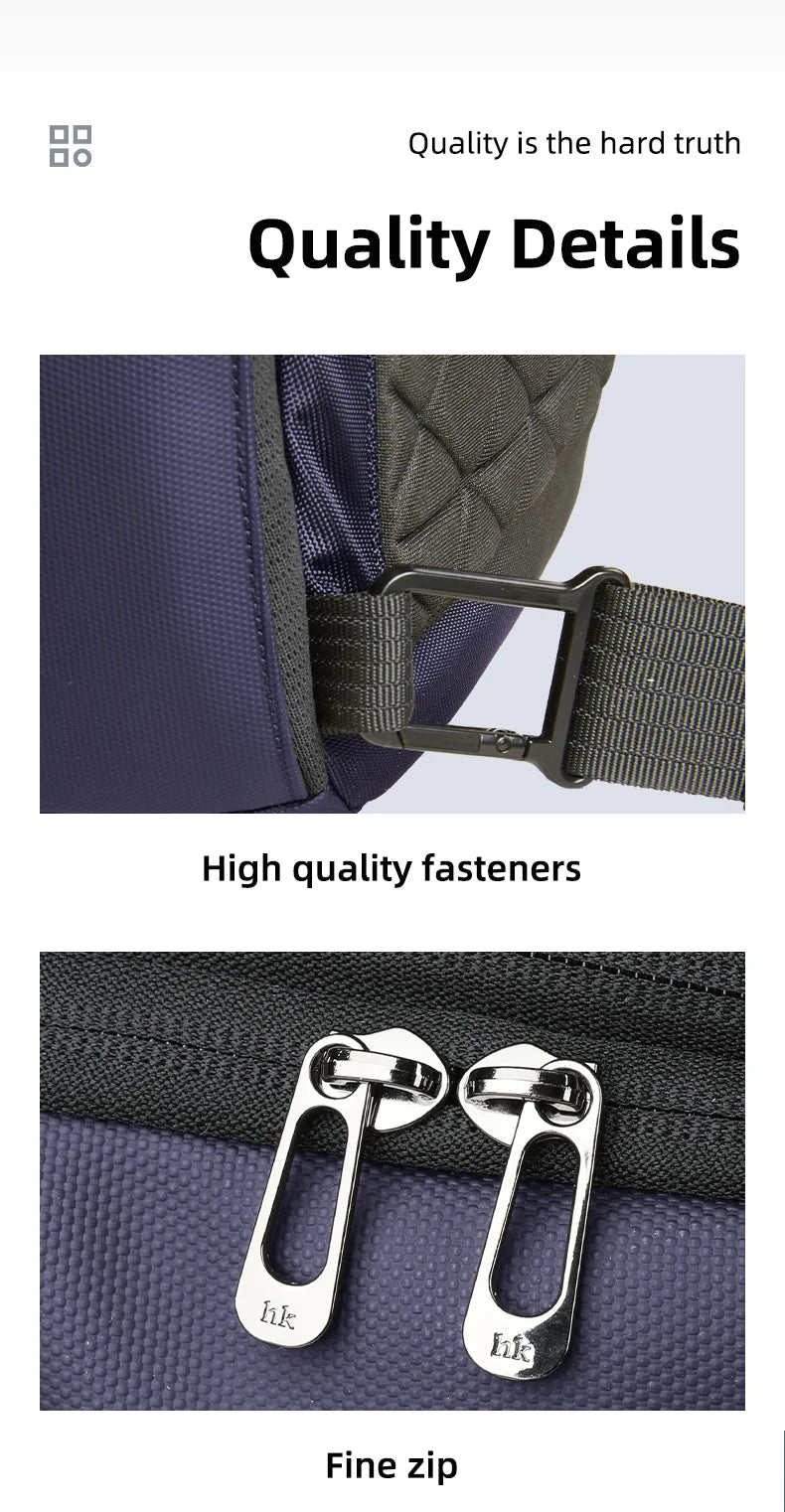 HK Minimalist Crossbody Bag Lightweight Men's Shoulder Bag With USB Port Anti-theft Business Bags for Man Waterproof Daily Pack