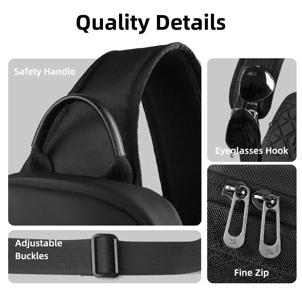 HK Business Crossbody Bag Waterproof Men's Shoulder Bags Chest Pack with USB Port Large Oxford Side Bag for Men Leisure Satchel