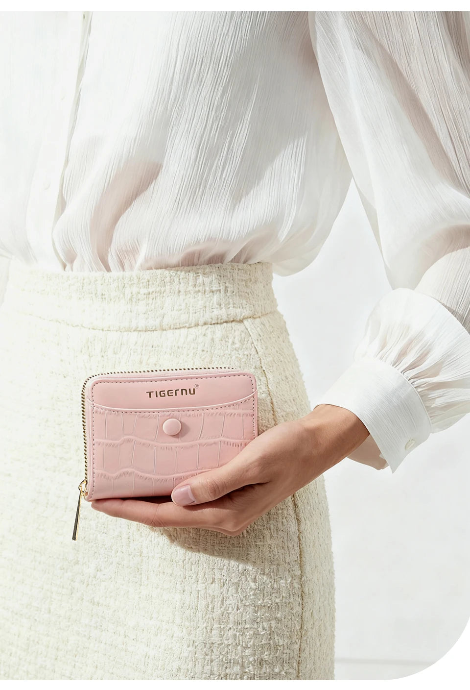 Tigernu Woman's Wallets Pink Card Wallet Purses For Woman Genuine Leather Coin Purses Light Women Card Holders Female Card Bags