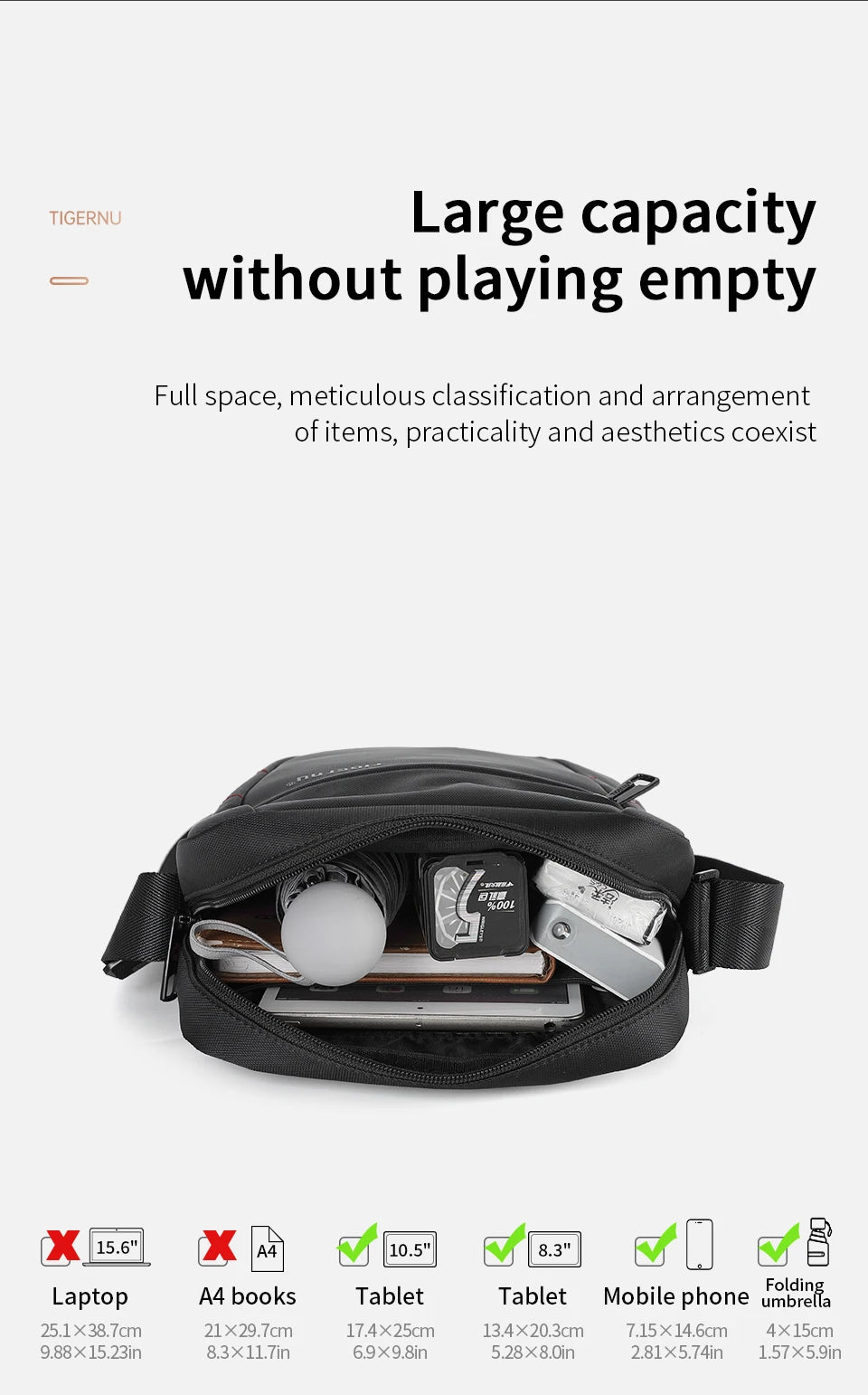 Tigernu Shoulder Bags For Men Business Messenger Bag 10inch Ipad Bags Male Crossbody Bags Handbag Casual Travel Bags Sling Pack