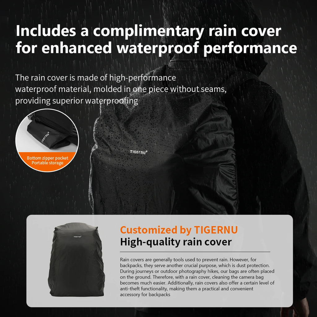 Tigernu Backpacks Men Camera Backpack 14 15.6inch Laptop Backpacks Drone Package Waterproof Cover Travel Backpack Bags Knapsack