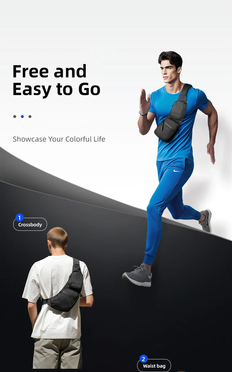 HK Waterproof Men's Shoulder Bag X-Pac Fabric Crossbody Chest Bag Phone Pouch Outdoor Travel Sling Pack Hiking Cycling Side Bags