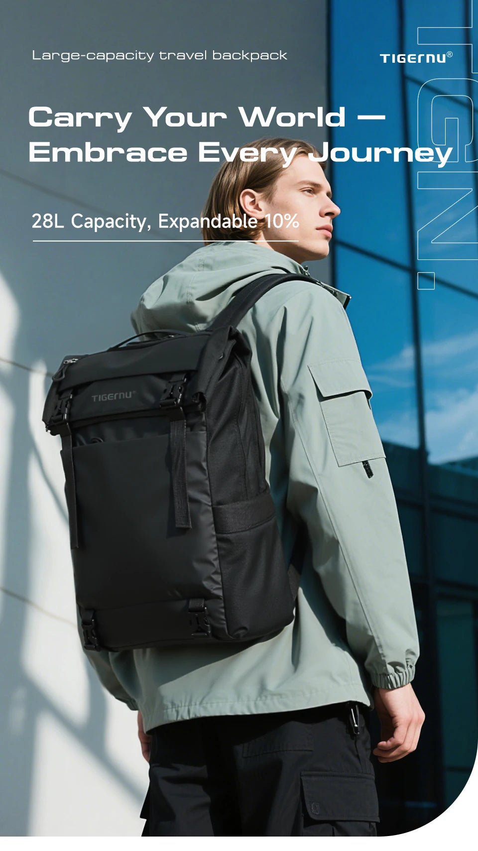 Tigernu Travel Backpack Male TPU Waterproof Backpack Men Bags Expandable Men's Backpack Business Bags School Backpack