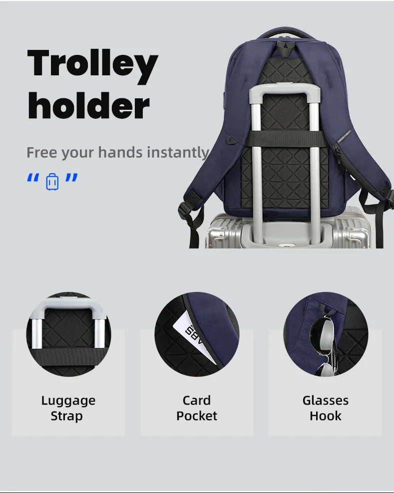 HK Travel Backpack for Men Airline Approved 17” Laptop Business Backpack Large Capacity Rucksack With USB Port Computer Backpack