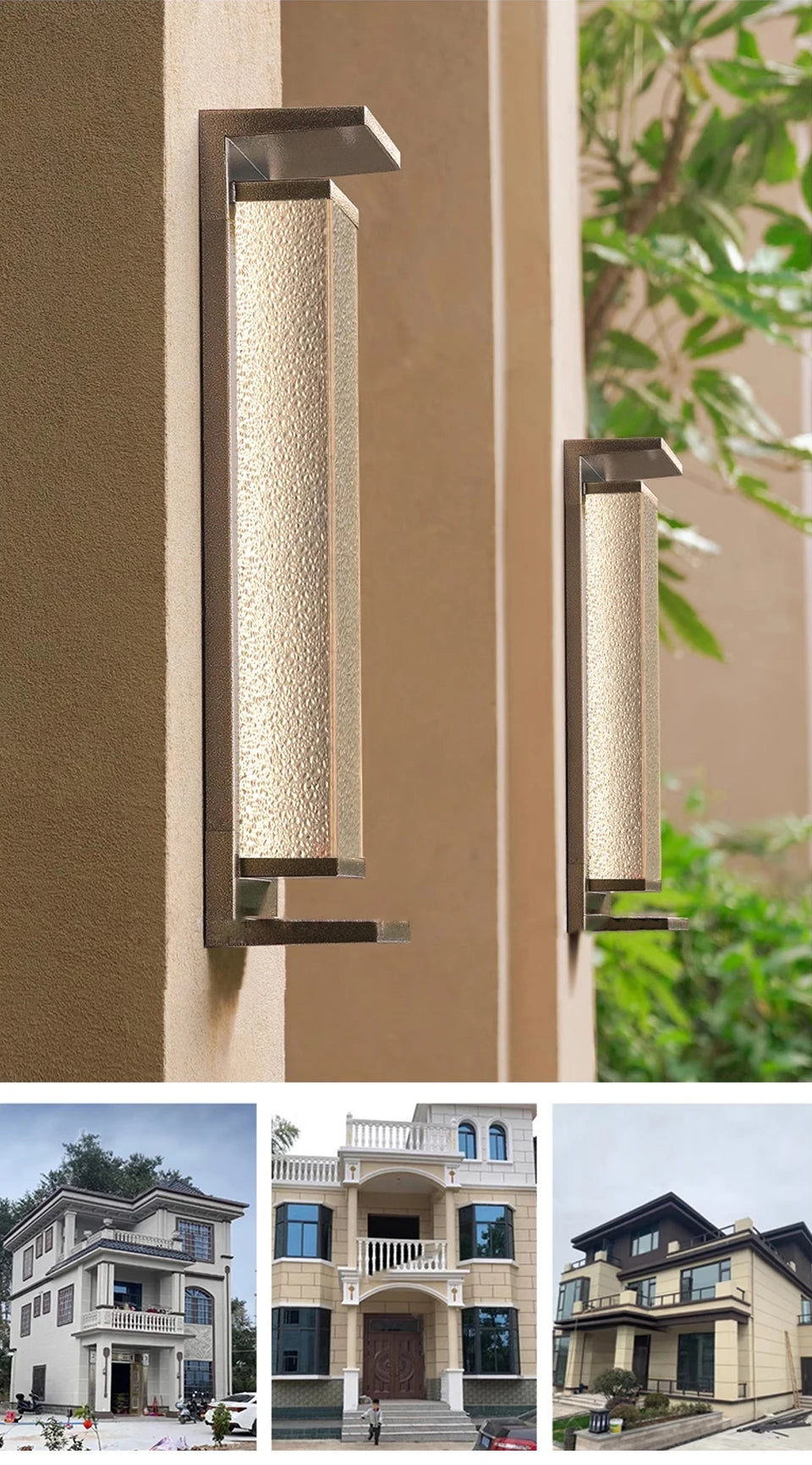 Solar Wall Light Outdoor Dusk to Dawn Porch Lighting Fixture Waterproof Solar Lanterns Anti-Rust Lanterns for Front Patio Garage