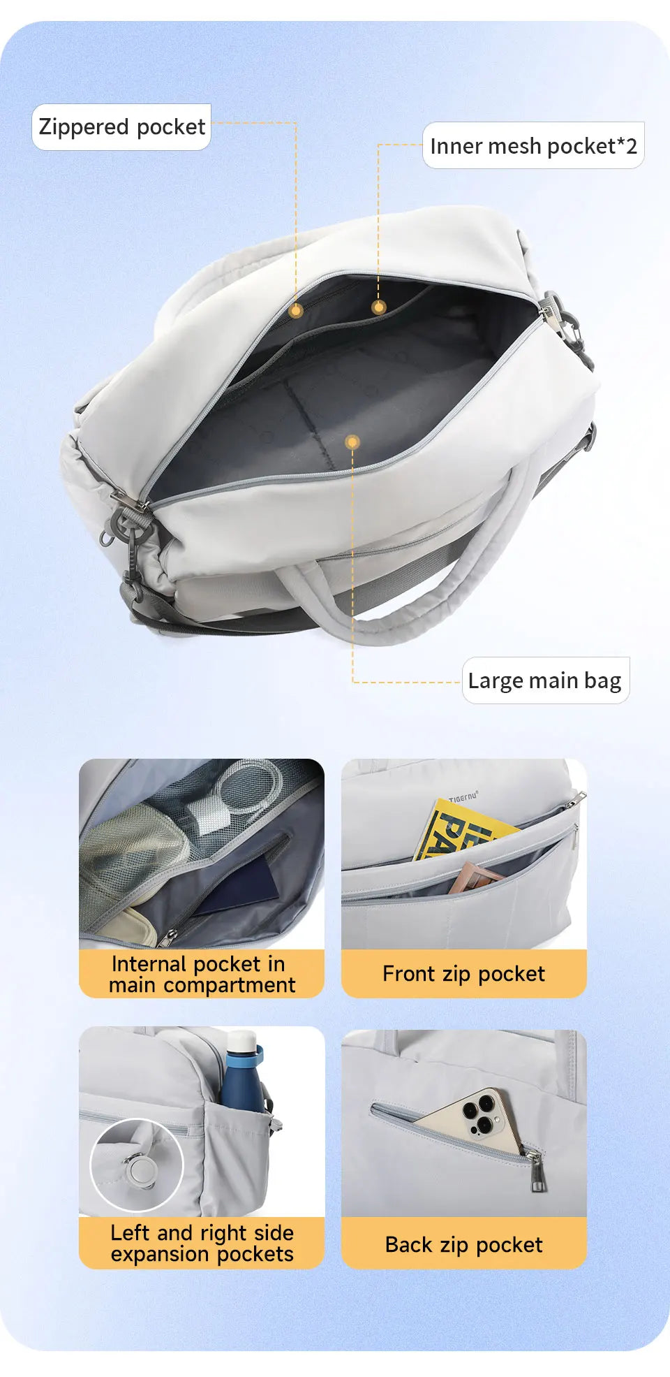 Tigernu Women Tote Bags Large Capacity Handbag Female Bags Lightweight Travel Duffle Bag Large Capacity Storage Luggage Handbag