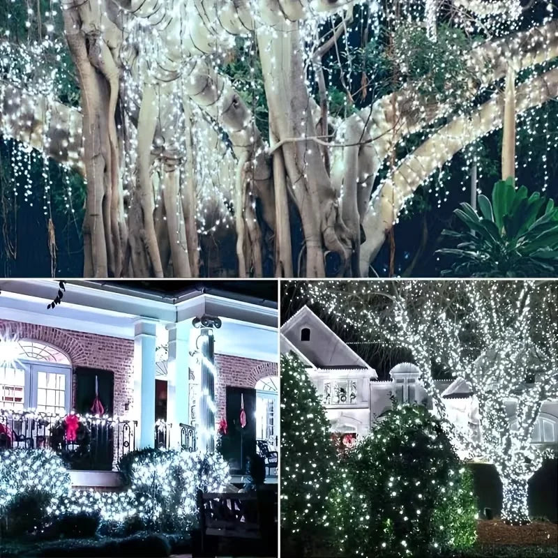 Solar String Lights Outdoor Waterproof 8 Modes LED Copper Wire Fairy Lights with Solar Panel for Garden Patio Yard Tree Decor