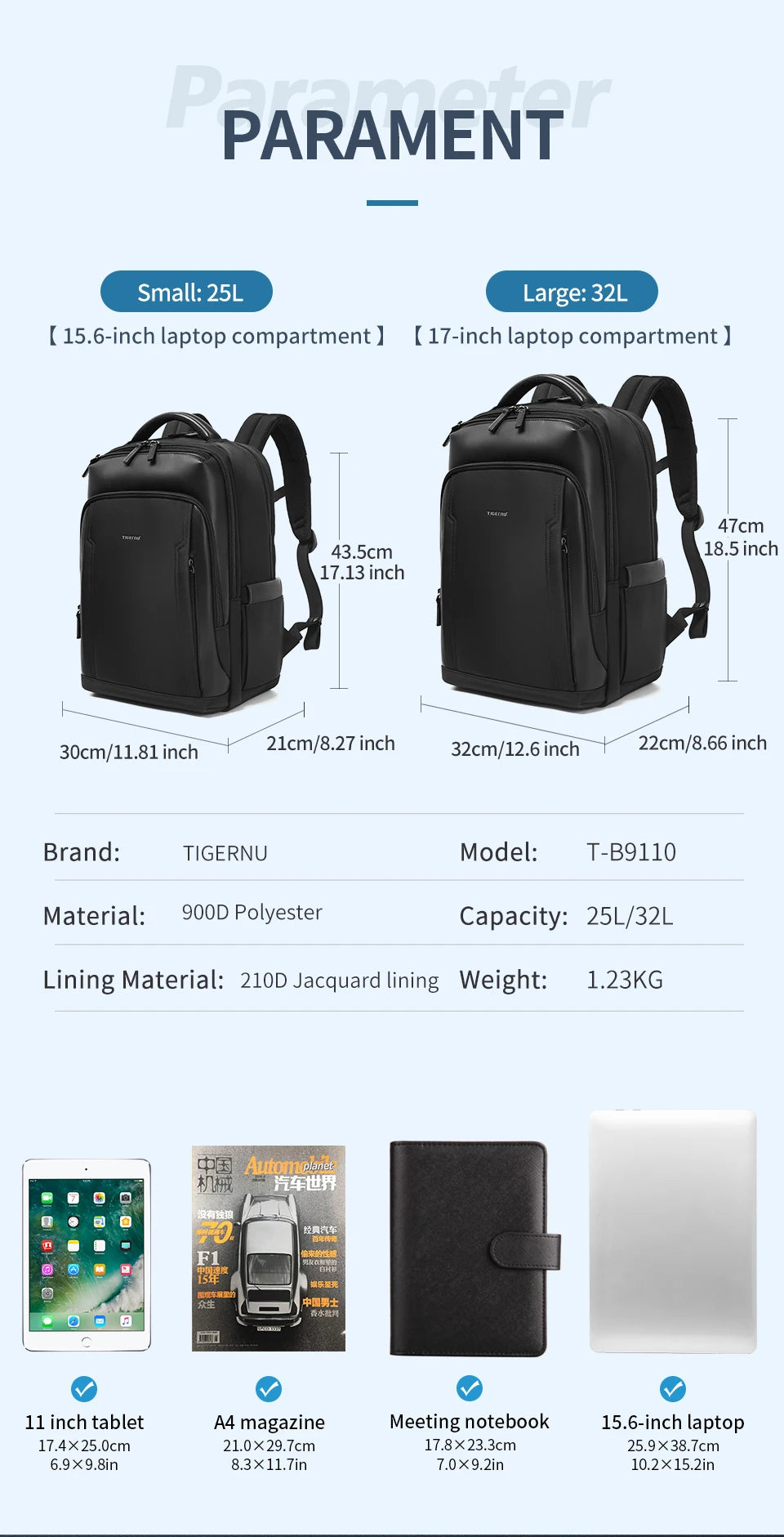 Tigernu Travel Backpacks for Men 14 15.6 17inch Laptop Backpacks Business Backpack Bags for Travel Knapsack Schoolbag