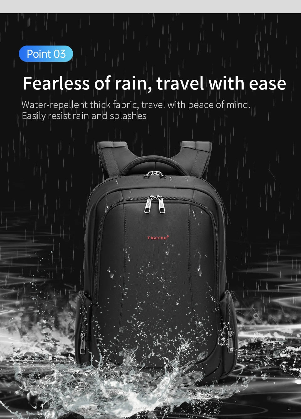 Tigernu School Backpack Men Large Travel Backpack For Vacuum Compression Backpack 15.6 17inch Bags USB Port Student Backpack Bag