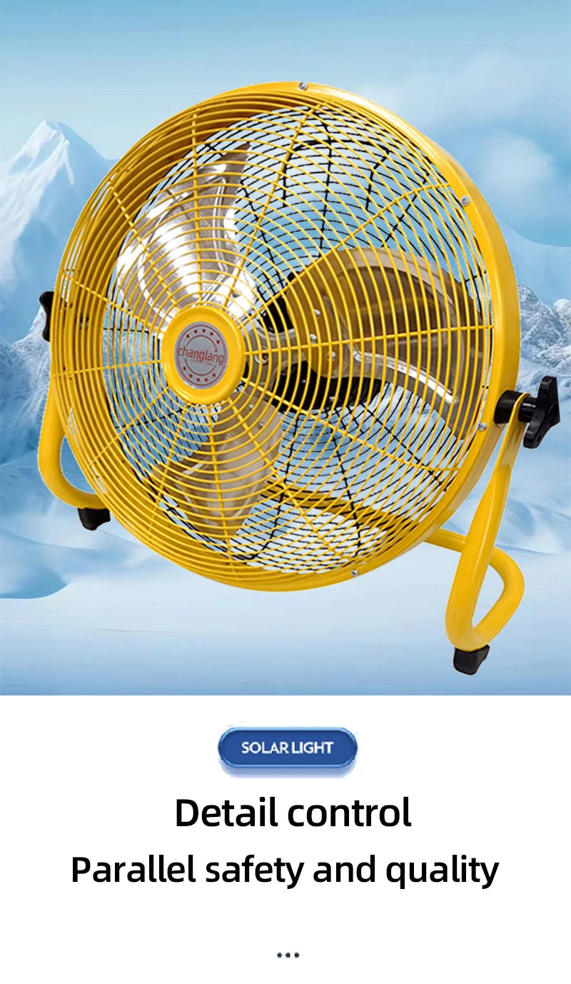 Solar charging fan outdoor fishing camping desktop floor fan mobile portable industrial commercial powerful fan
