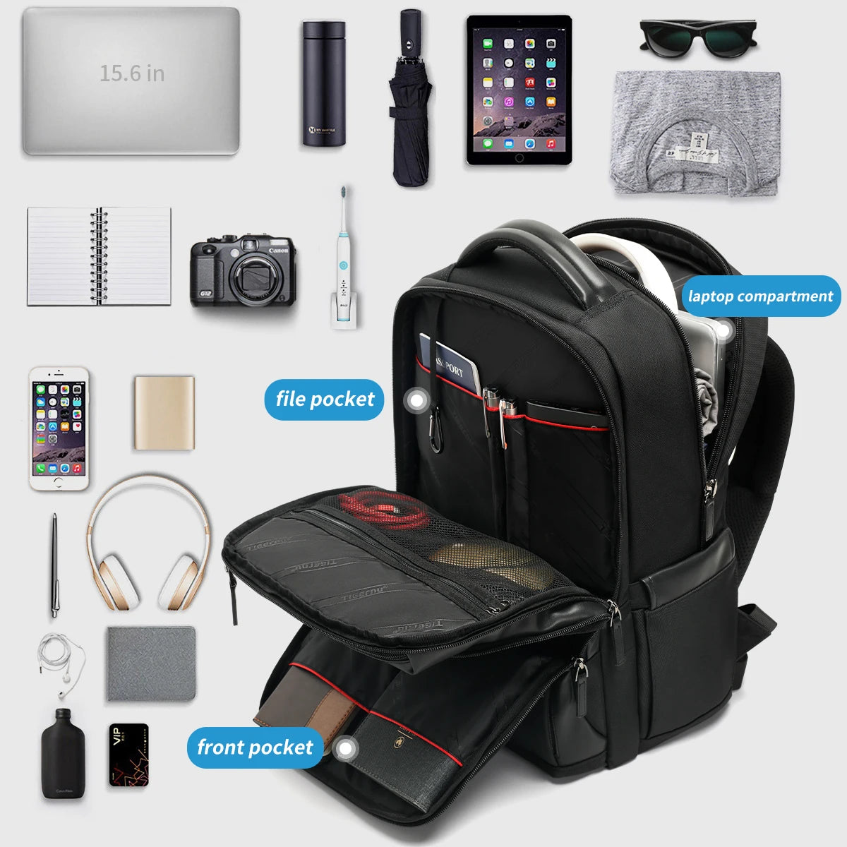 Tigernu Travel Backpacks for Men 14 15.6 17inch Laptop Backpacks Business Backpack Bags for Travel Knapsack Schoolbag