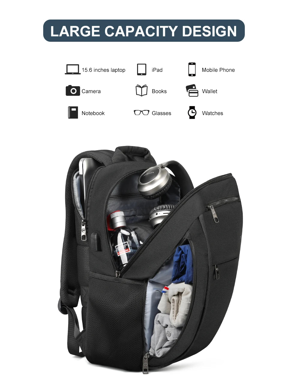 Lifetime Warranty Backpack Men 15.6 17inch Laptop Backpack Waterproof Bag With 4.0A USB Charging Port Travel Backpack For School