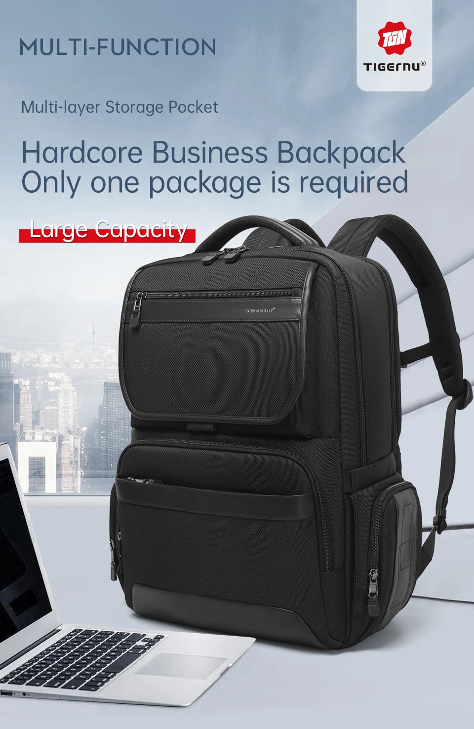 Tigernu Men Backpacks 14-15.6-17inch Laptop Backpack For Men Travel Backpacks Bags For College Business Male Backpacks Knapsack