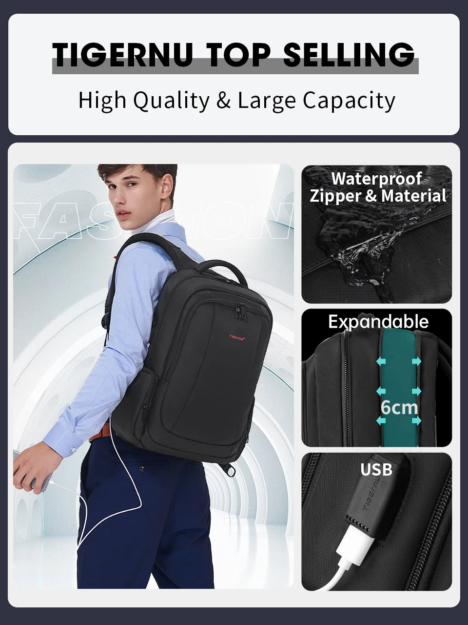Tigernu Anti-theft Backpacks Large Capacity Bag 15.6 17 19inch Laptop Backpack For Men Travel Backpack Women Bag Female Knapsack