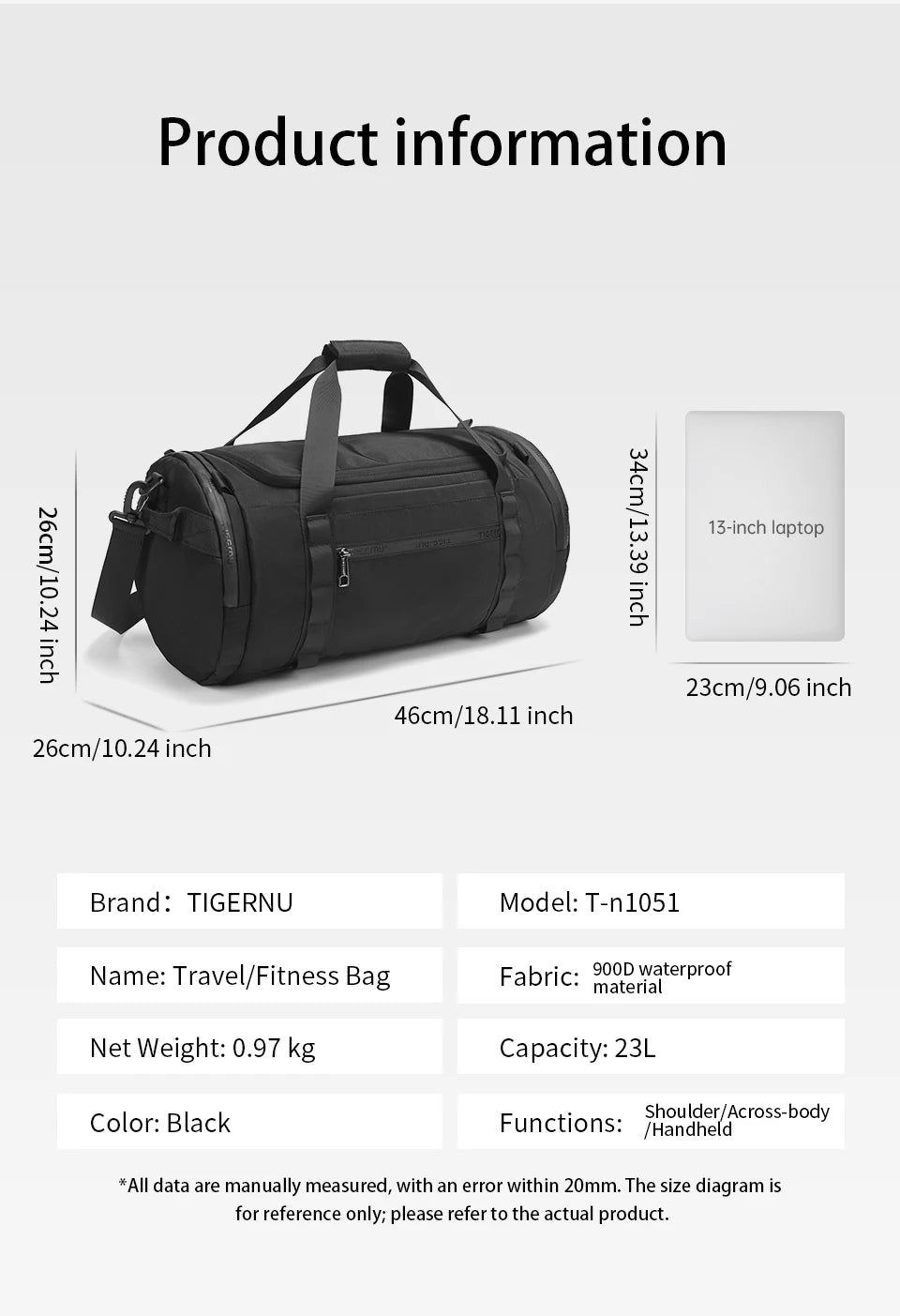 Tigernu Sports Bags Men Gym Bags For Fitness Training Outdoor WaterProof Bags Male Messenger Bag Travel Bags For Men Handbag Men