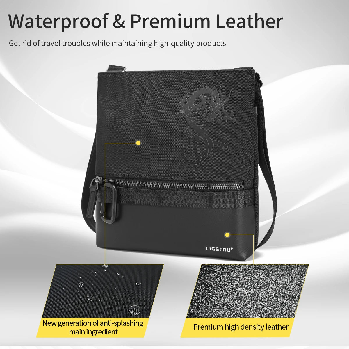 Tigernu Crossbody Bags For Men Chinese Style Shoulder Bags Mini Bag Travel Bags For Men Dragon Series