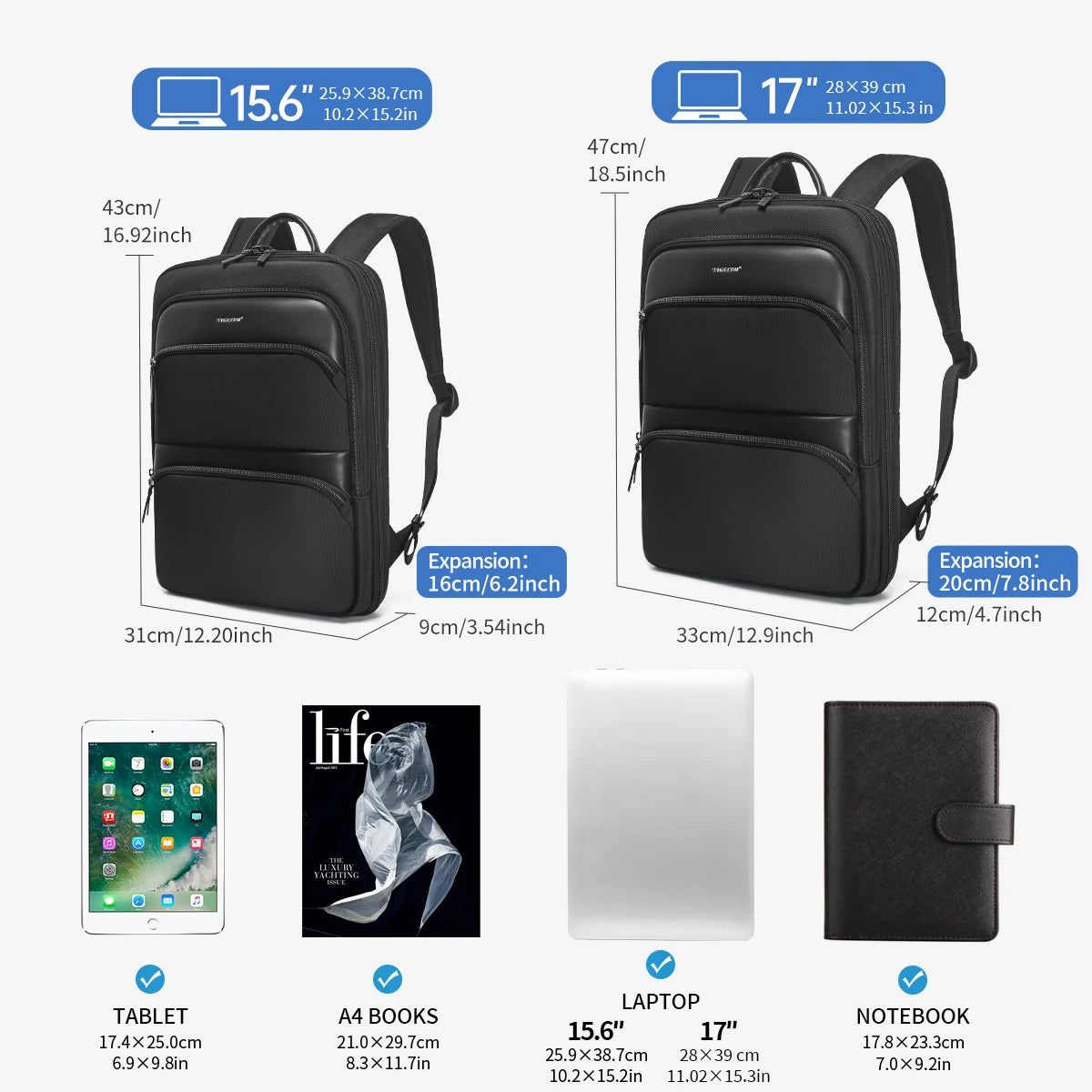 Tigernu Backpack Men Travel Backpack Thin Backpack Male Laptop Backpack Expandable Bag For School Outdoor Business Bags Knapsack