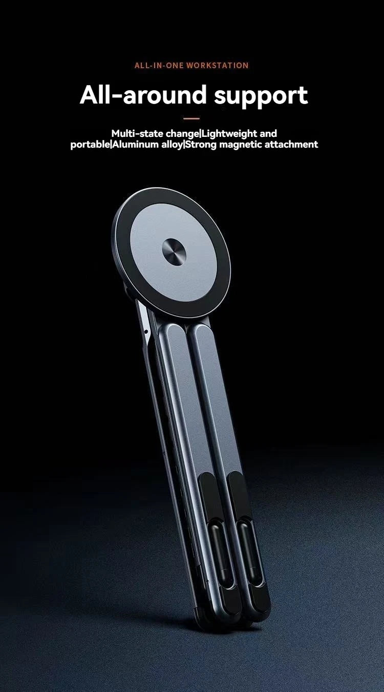 Multifunctional Magnetic Phone Holder Handheld Selfle Stick Foldable Tripod Portable Desk Stand for iPhone ipad Tablet Laptop