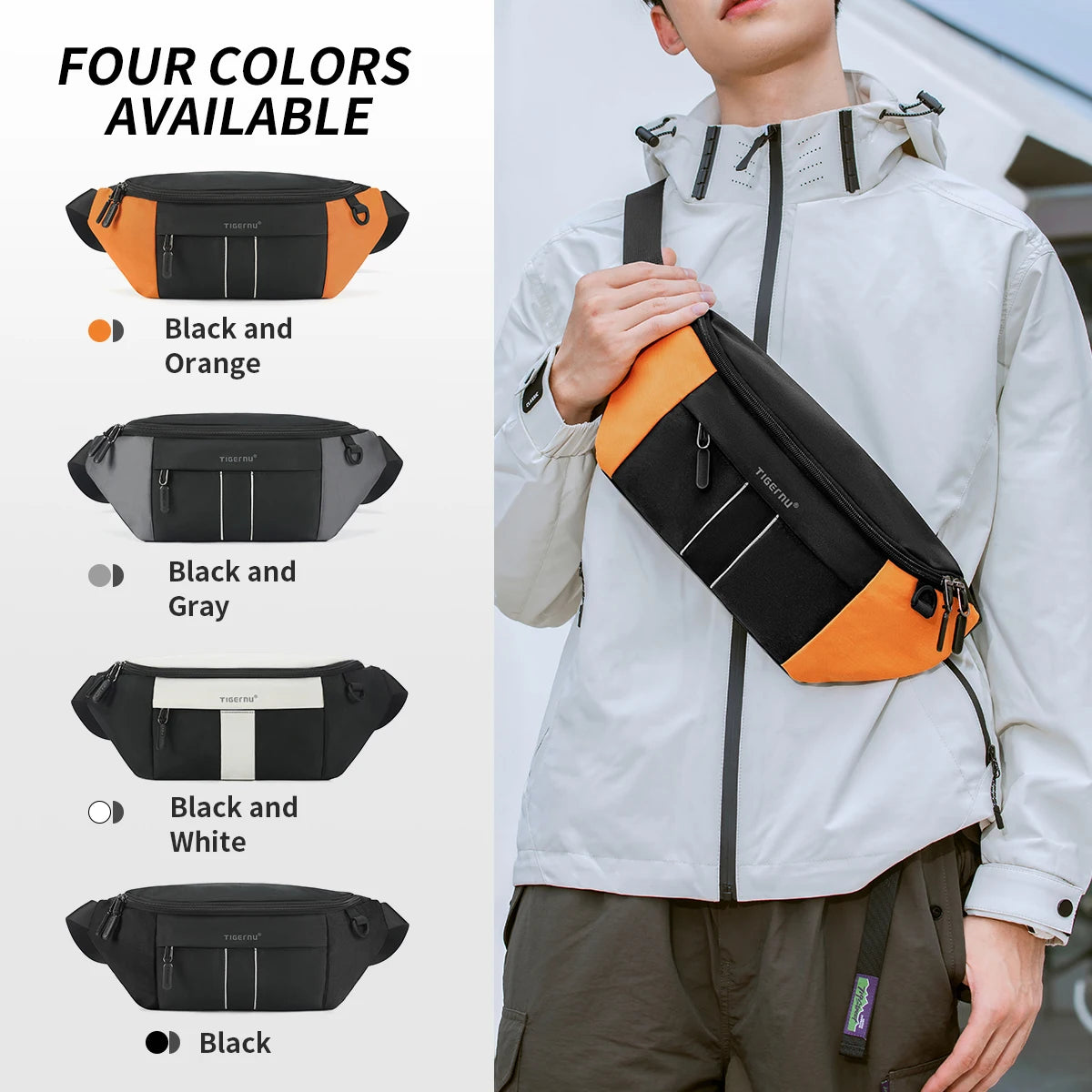 Tigernu Chest Bag For Men Fashion Shoulder Bag Multi-colors Bags Male Sling Bag Crossbody For Women Messenger Bags Boy Mini Bags