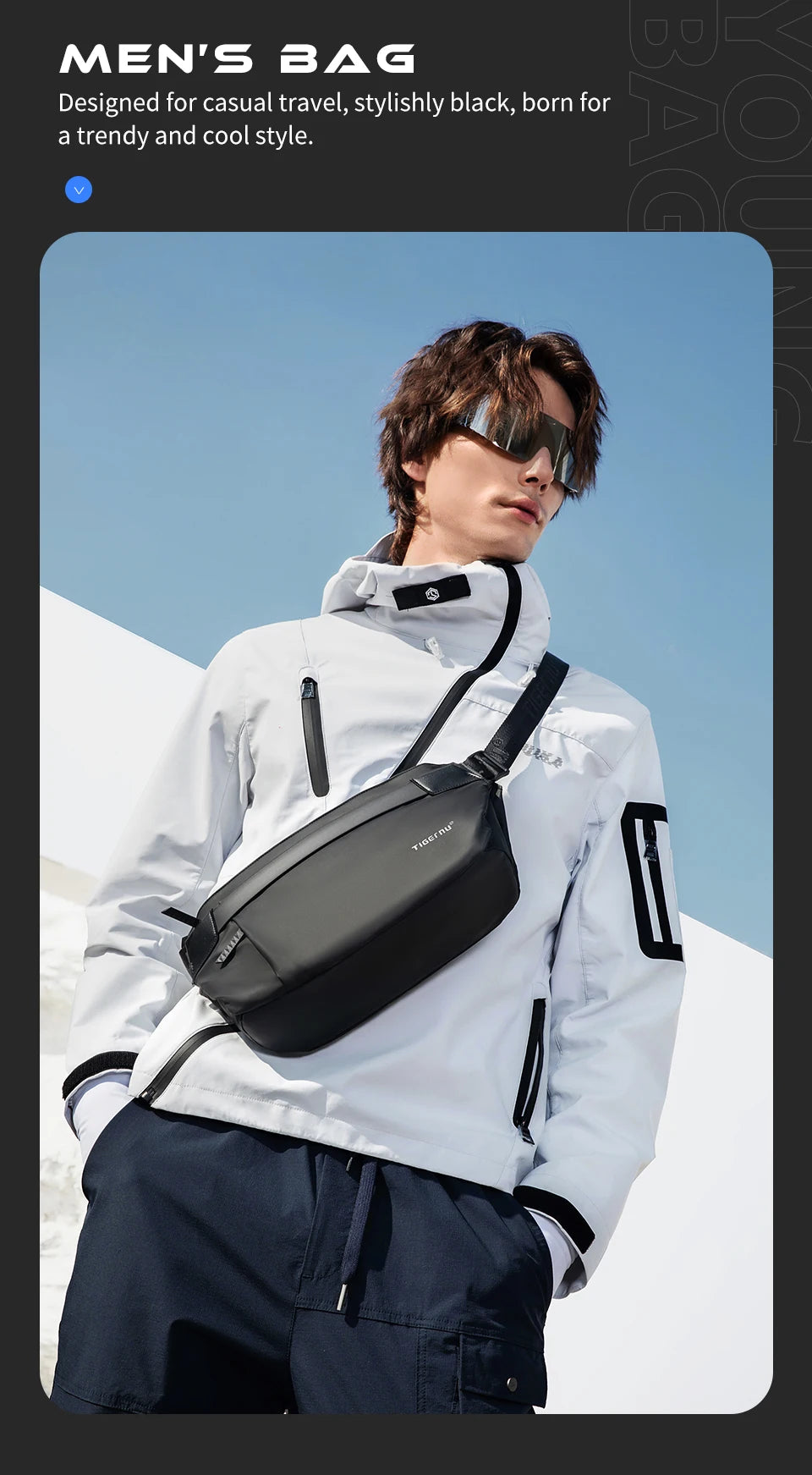 Tigernu Shoulder Bags Cross Bag Fashion Men's Bag Aesthetic Bags For Men Korean Shoulder Bag Male Chest Bag Lightweight Slingbag
