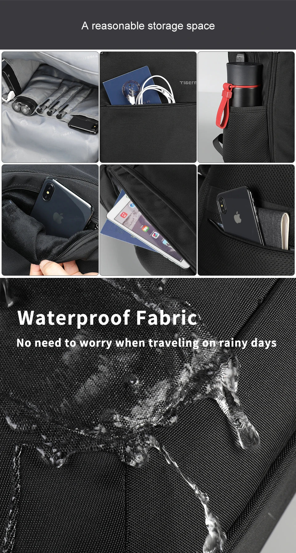 Lifetime Warranty Backpack Men 15.6 17inch Laptop Backpack Waterproof Bag With 4.0A USB Charging Port Travel Backpack For School