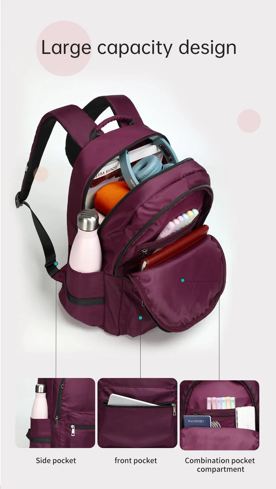 Tigernu Girl's Schoolbags Waterproof Women's Backpack Bags 15.6inch Laptop Backpack Multi-color Female Travel Backpacks Women