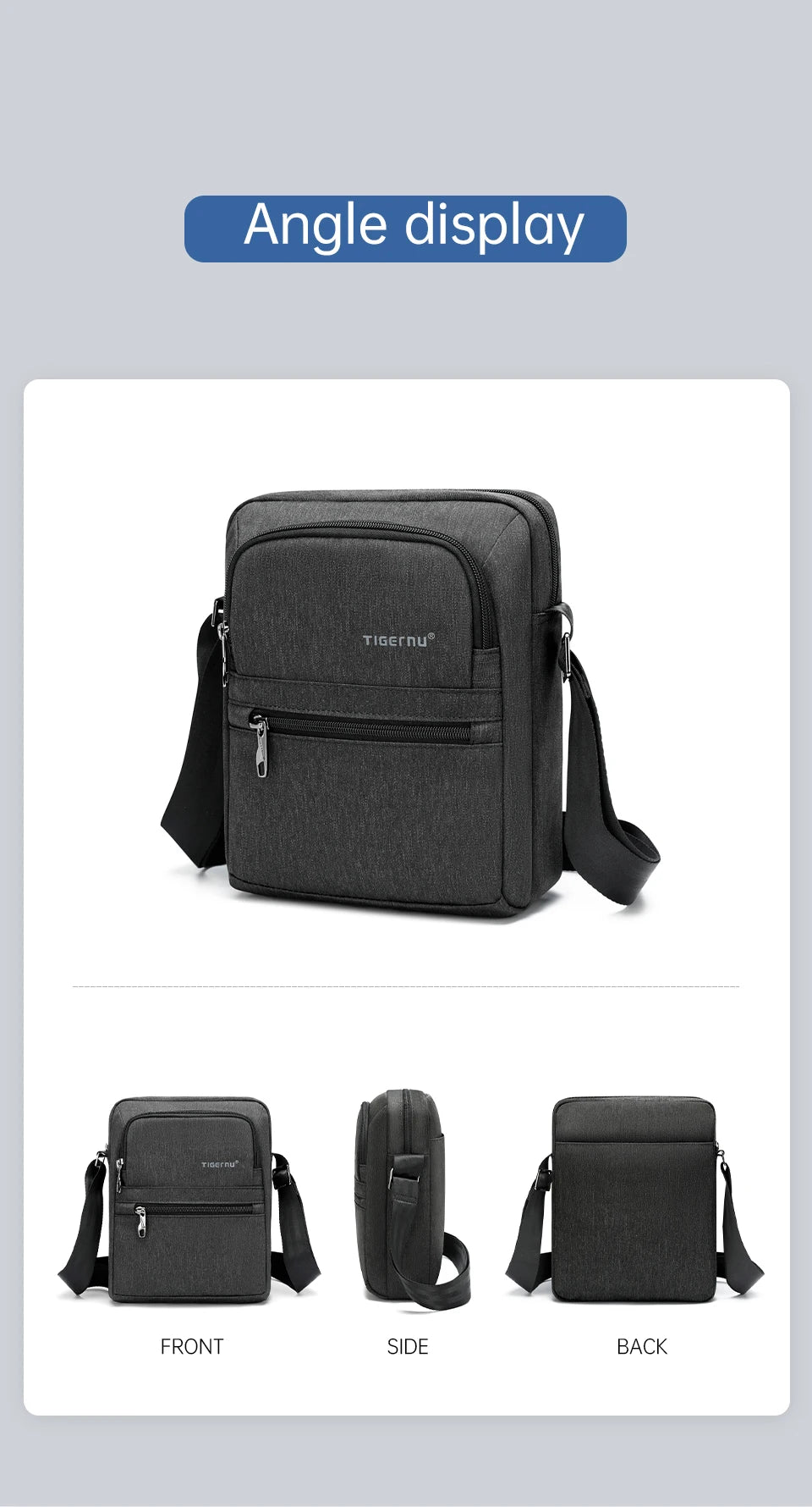 Tigernu Men's Messenger Bags Men Mini Bag For Business Shoulder Bag Male Casual Crossbody Bag College Travel Sling Bags For Men