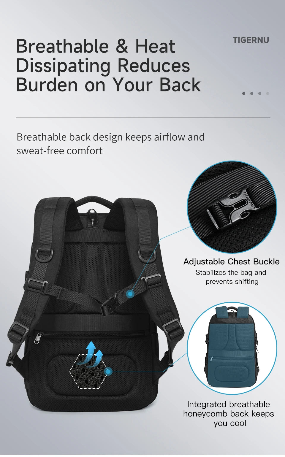 Tigernu School Backpacks For Men Bags For Travel Backpacks Women Nylon Bags For School Knapsack Girls 15.6 Laptop Backpacks Male