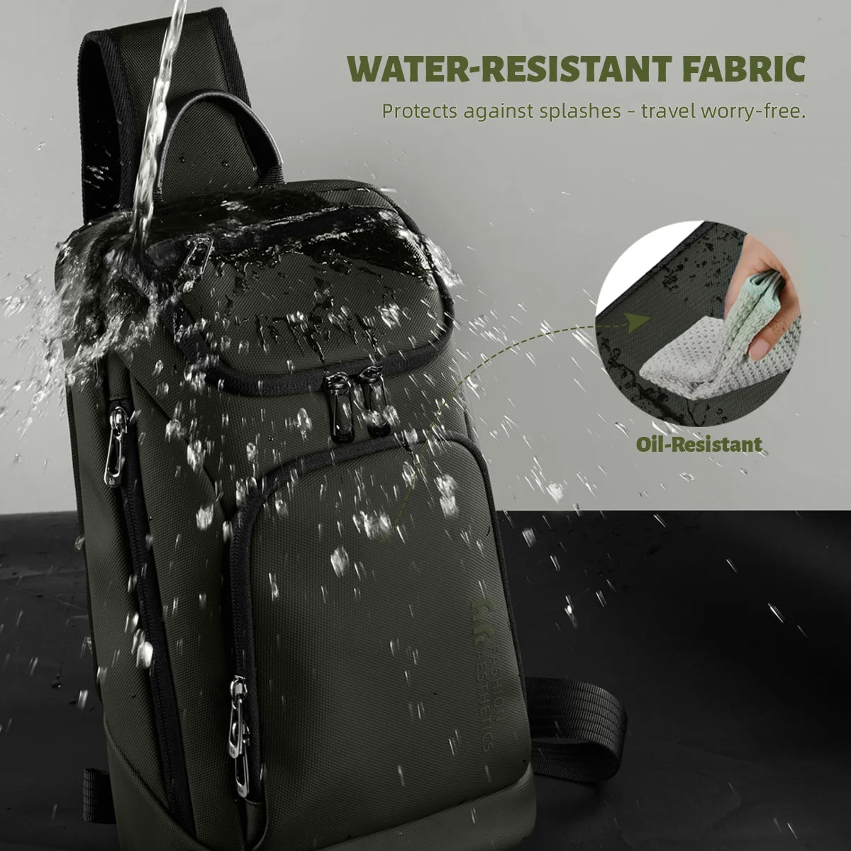 HK Fashion Crossbody Bags for Men Oxford Lightweight Chest Bag Fit 11 inch iPad Waterproof Messenger Sling Pack Leisure Satchel