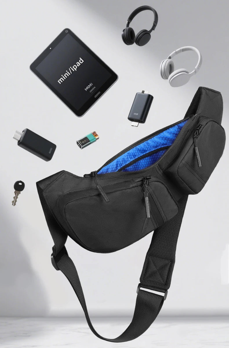 HK Waterproof Men's Shoulder Bag X-Pac Fabric Crossbody Chest Bag Phone Pouch Outdoor Travel Sling Pack Hiking Cycling Side Bags