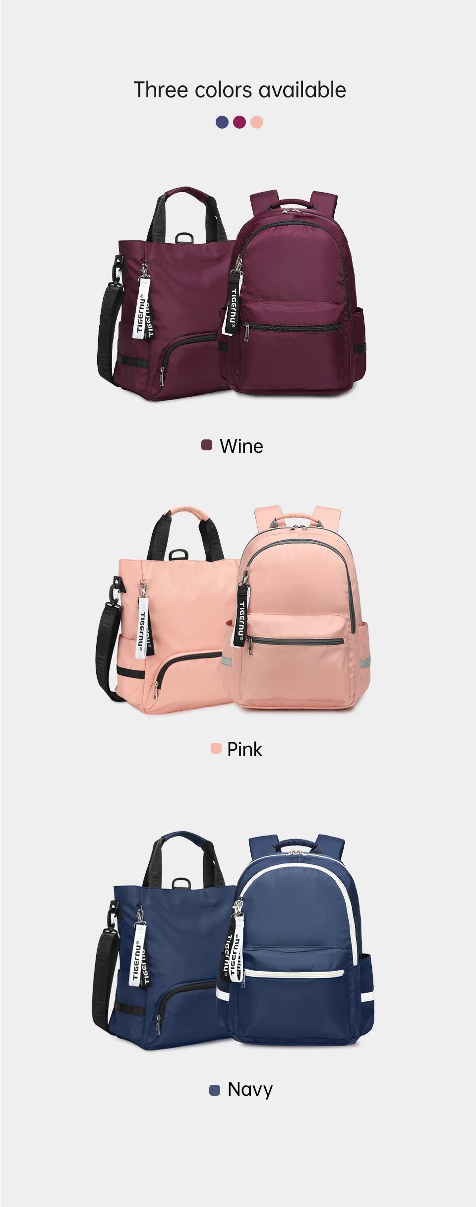 Tigernu Women Backpack Bags Girls Tote Bags Fashion Shoulder Bags 14inch Laptop Backpack Female Schoolbag Travel Bags Knapsack