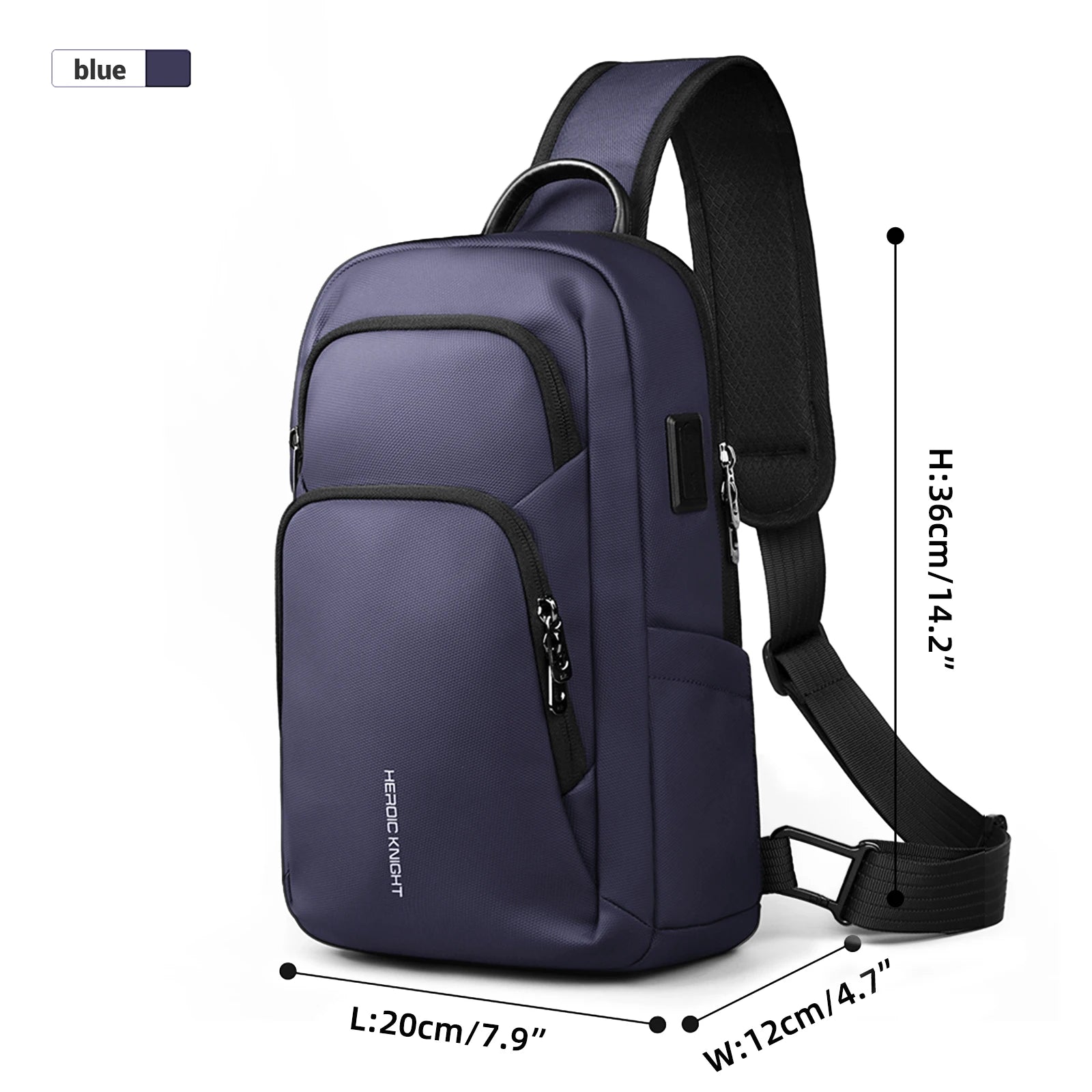 HK Multifunction Men's Shoulder Bag Oxford Crossbody Bag with USB Port Waterproof Chest Bag for Men Casual Phone Pouch SlingPack