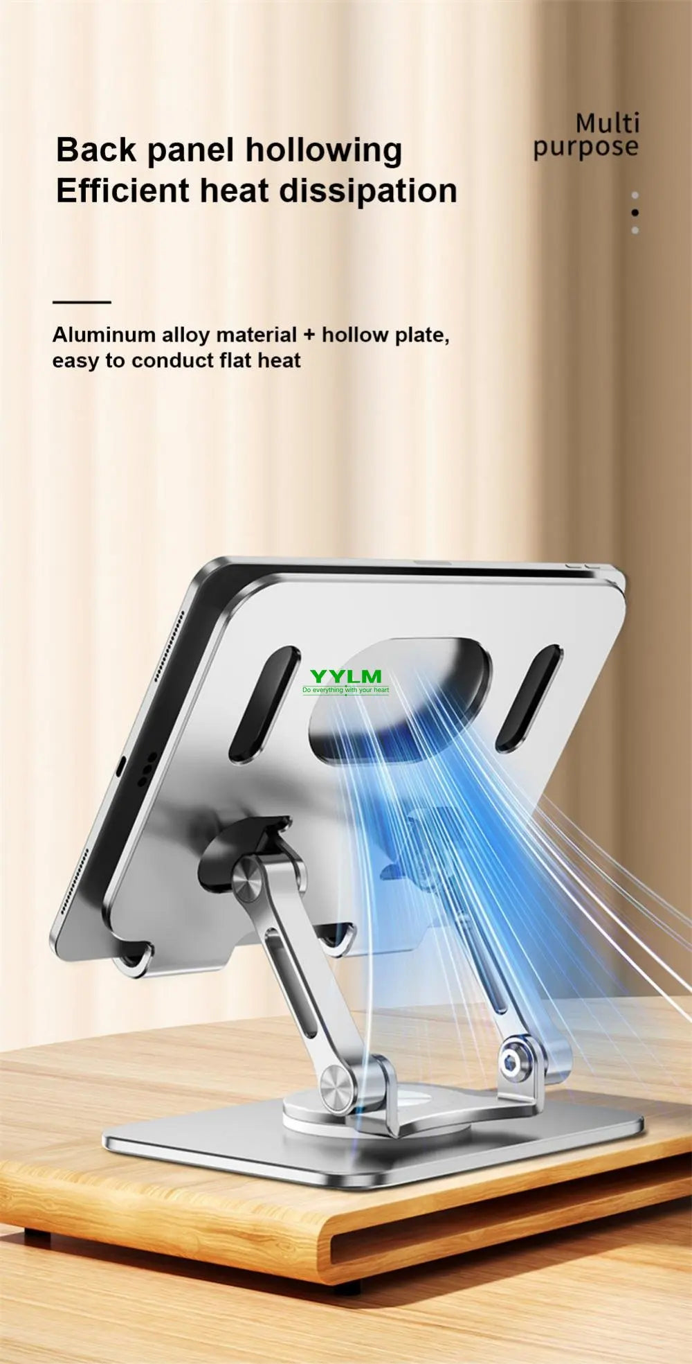 Laptop Bracket Mobile Phone Tablet Bracket Aluminum Alloy Multifunctional Desktop Lazy Bracket 360 Degree Rotation Foldable