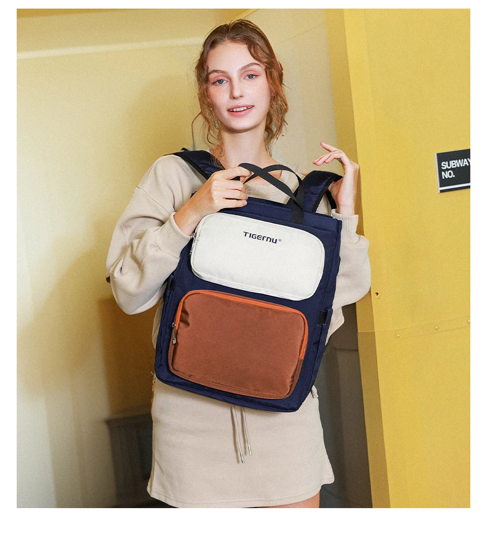 Tigernu Women Backpacks Fashion School Backpack Girls Bags 15.6'' Laptop Backpack For Women Bags Outdoor Knapsack Female Handbag