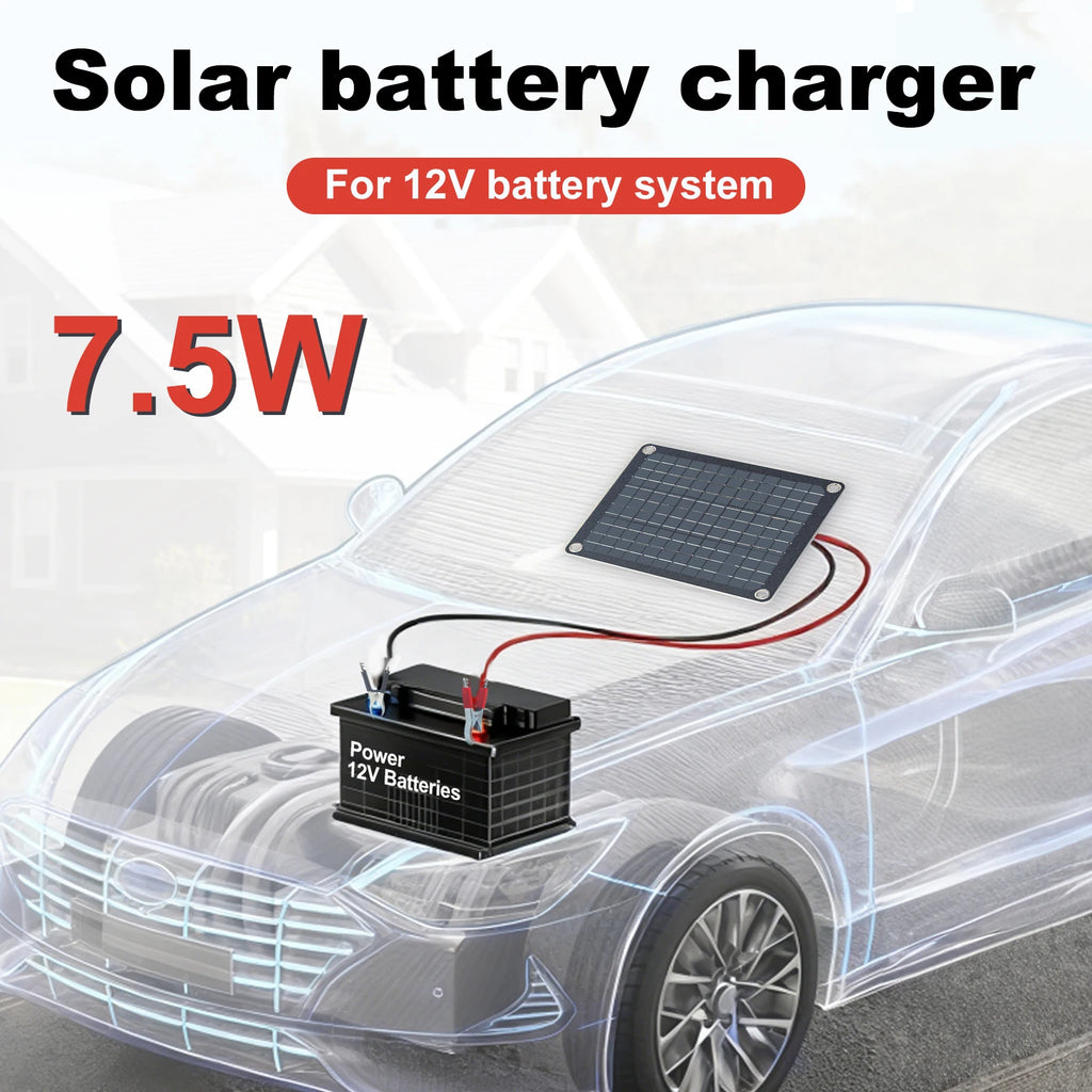 LEAORLD 7.5W 12V MPPT Solar Battery Charger, Solar Panel Maintenance Device, Solar Panel Trickle Charging Kit