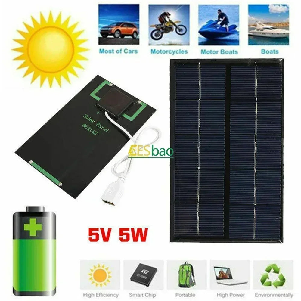 5V 5-35W Portable Solar Panel USB Charger For Phone Power Bank Outdoor Camping RV Sunpower  solar panel usb