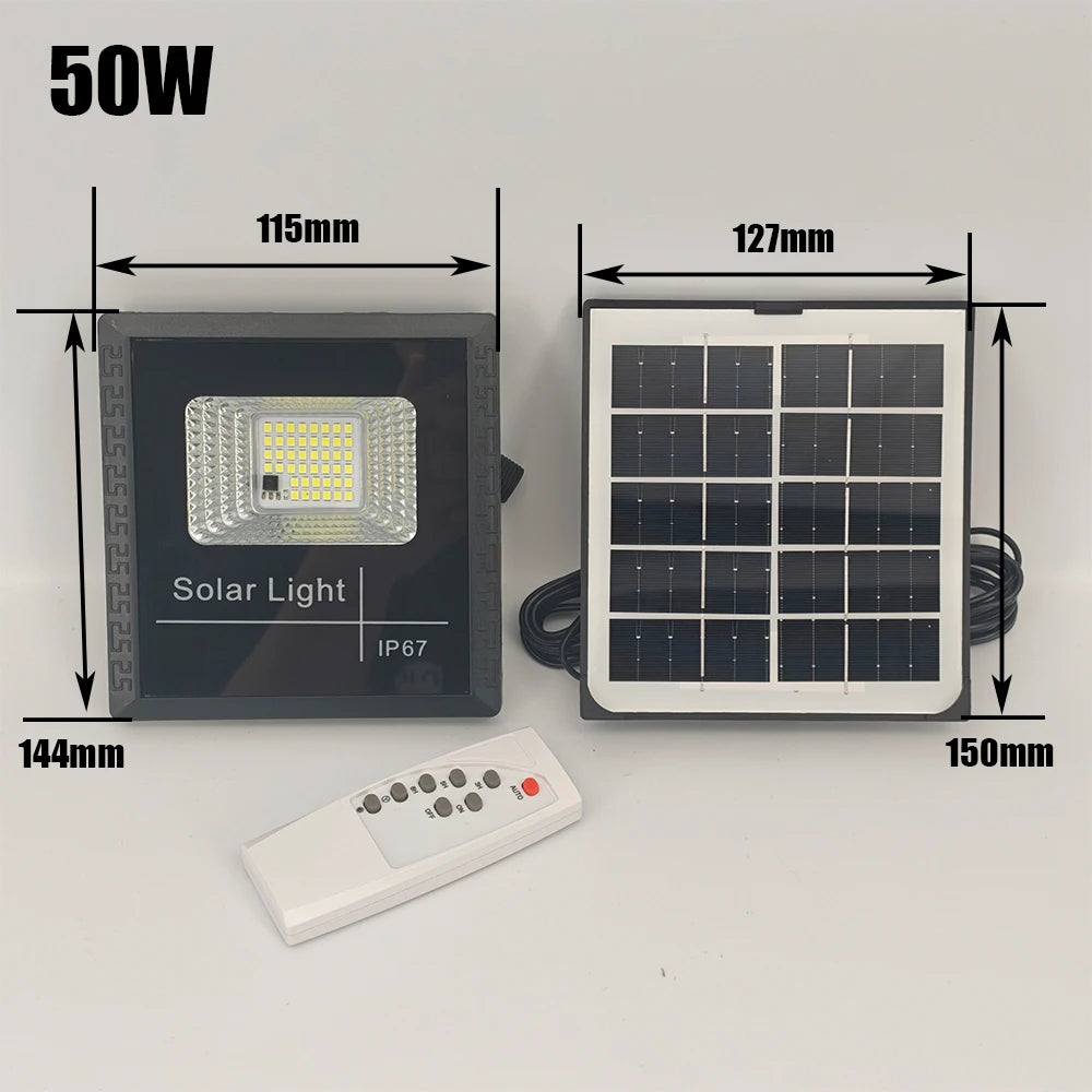 Solar Flood Lights 50w 100w 200w 300w 500w LED Solar Powered Spotlight Outdoor Waterproof Reflector Solar with Remote Control