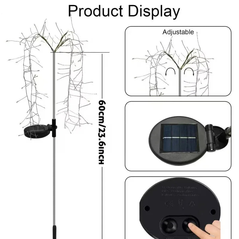 Solar Willow Lawn Lights Outdoor Waterproof for Courtyard Garden Terrace Balcony Wedding Festival Outside Decorative Lights