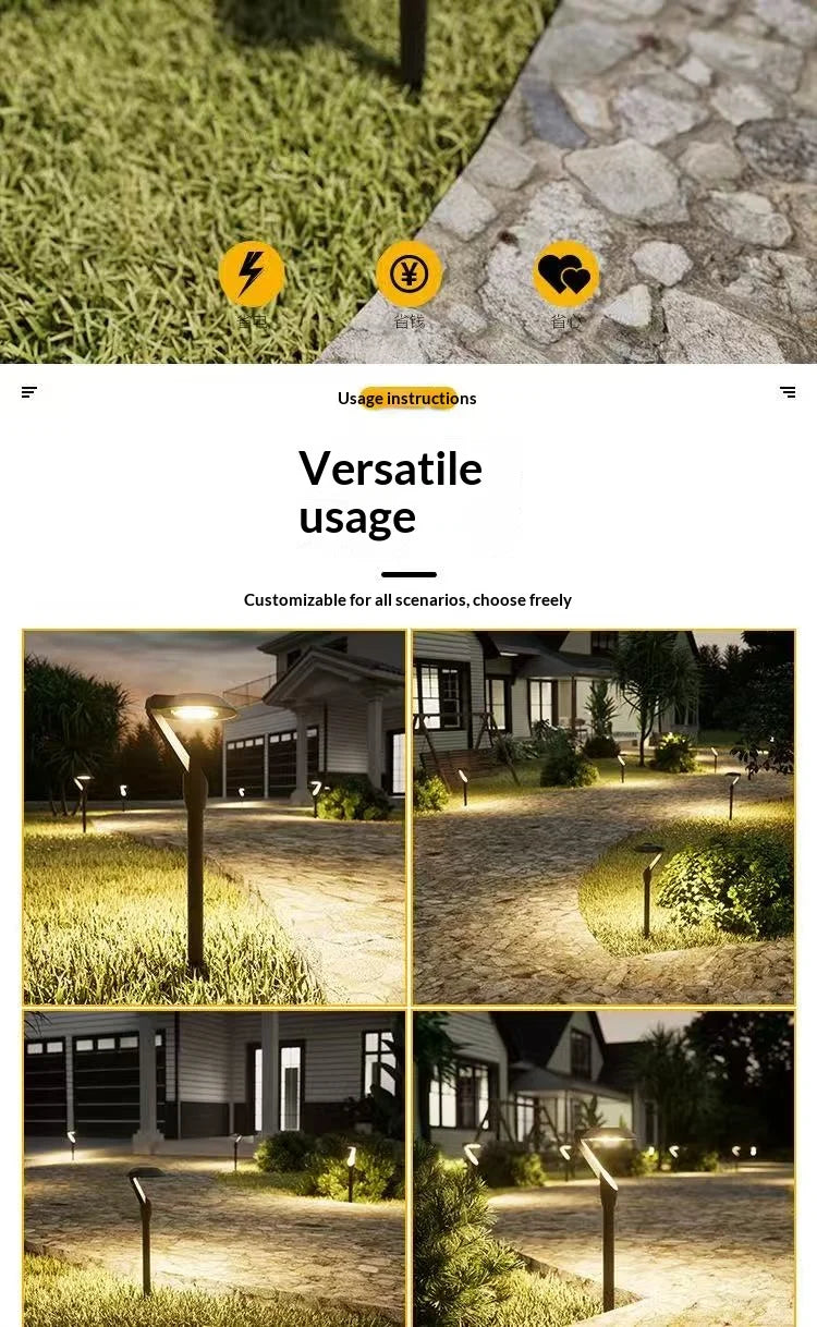 2pc Solar Energy Saving Lamp Super Bright Solar Lawn Lamp Waterproof Household Garden Villa Courtyard LED Solar Lamp
