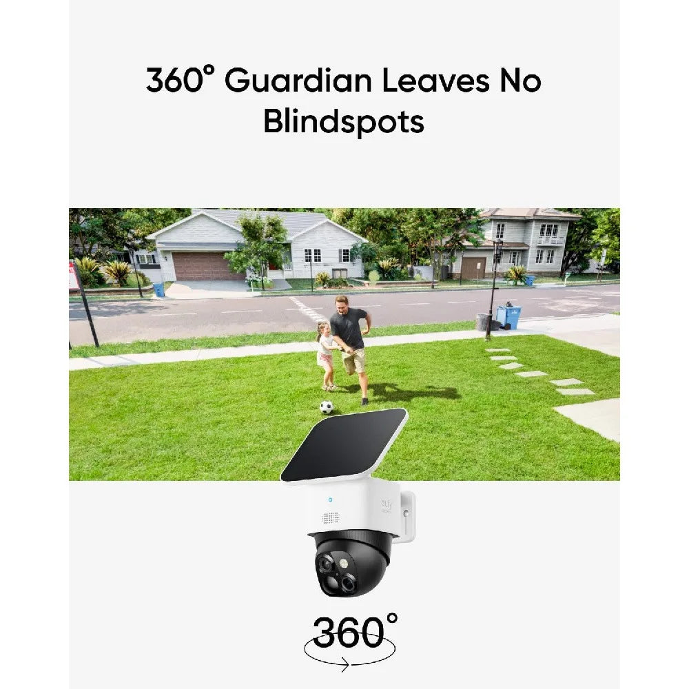 4K POE/AHD IP Dual Camera Solar Security Cameras Wireless Outdoor Cameras for Home Security 360°Coverage Pan Tilt No Blind Spots