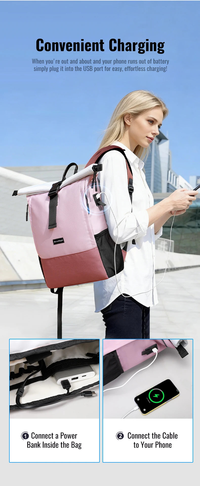 HK Large Capacity Travel Backpack Waterproof 15.6 inch Laptop Backpack With USB Charge Casual Business Travel Bag for Men Women