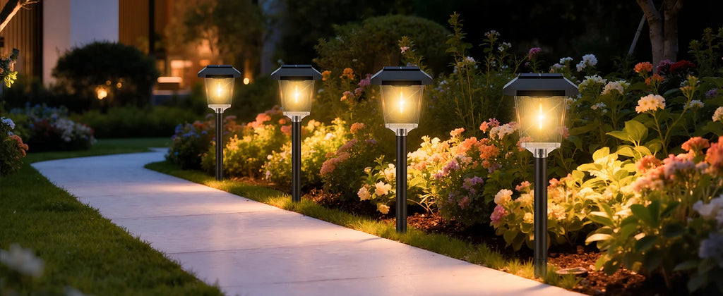 Solar Garden Lights Waterproof LED Auto Sensor Path Lighting Solar Energy Landscape Lamp For Outside Walkway Sideway Home