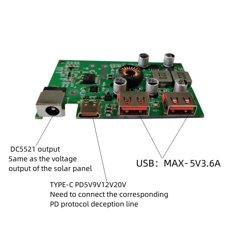 DIY Charger Module Dual USB Type-C  Solar Controller QC2.0 3.0 Quick Charge Solar Panel Stabilizer