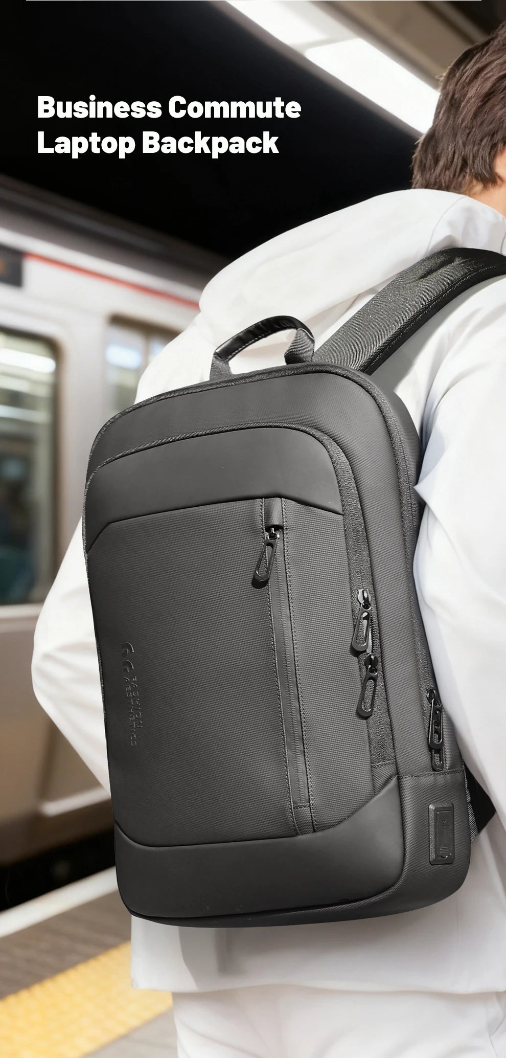 HK Slim 15.6" Laptop Backpack for Men Lightweight Business Backpack Anti-Theft Waterproof Travel School Men's Bag with USB Port